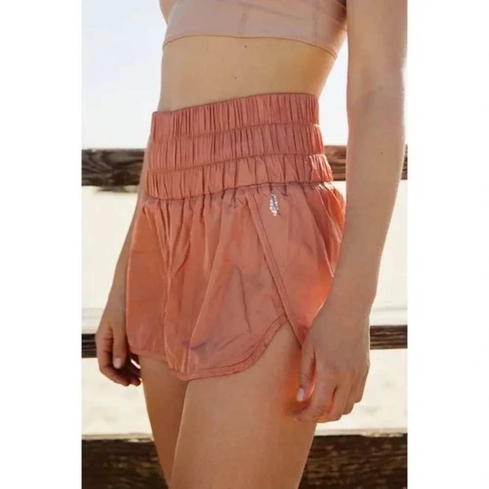 FP Movement The Way Home Shorts Women Small Terracotta High Rise Smocked